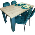 Stół z zielonymi fotelami